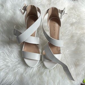 Brand New white strappey heels